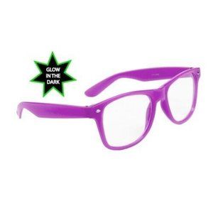 I GLOW Glasses PURPLE Frame w/ CLEAR Lens California Classics Glow In The Dark